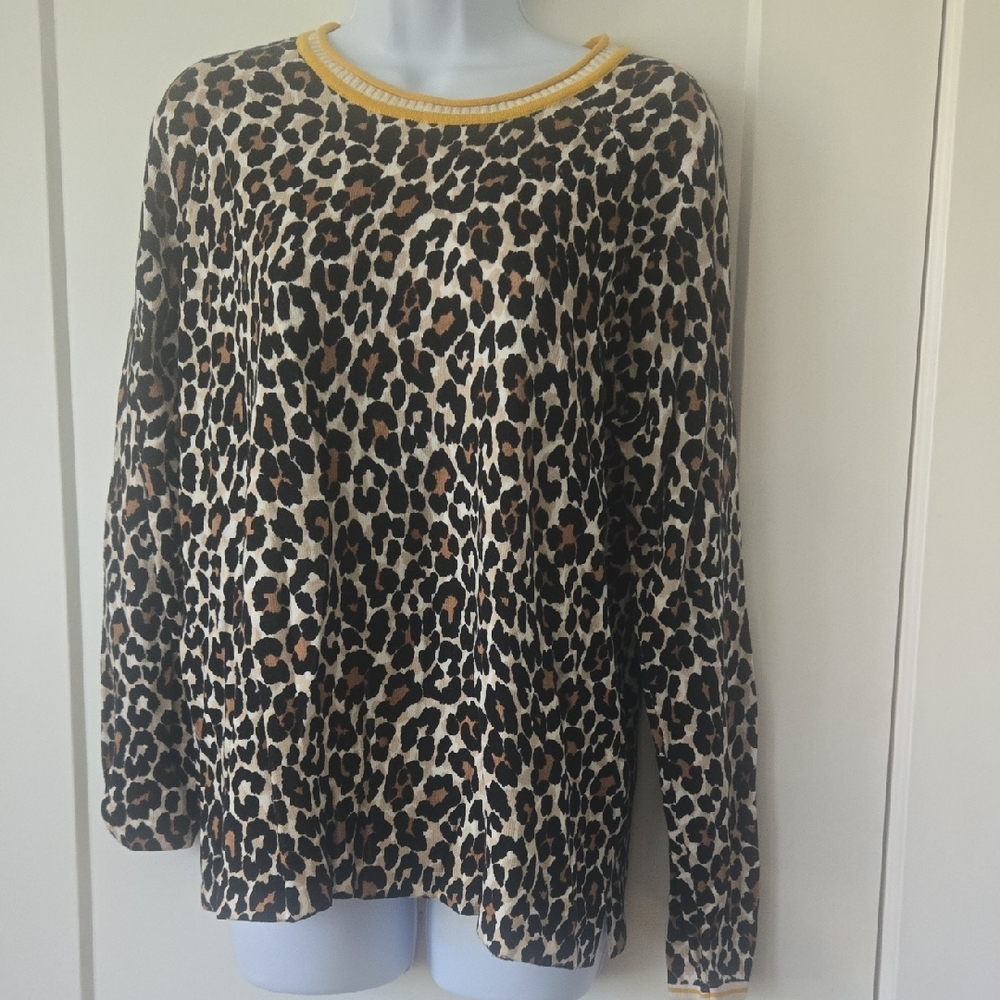 Relaxed Black and Brown Leopard Print Sweater